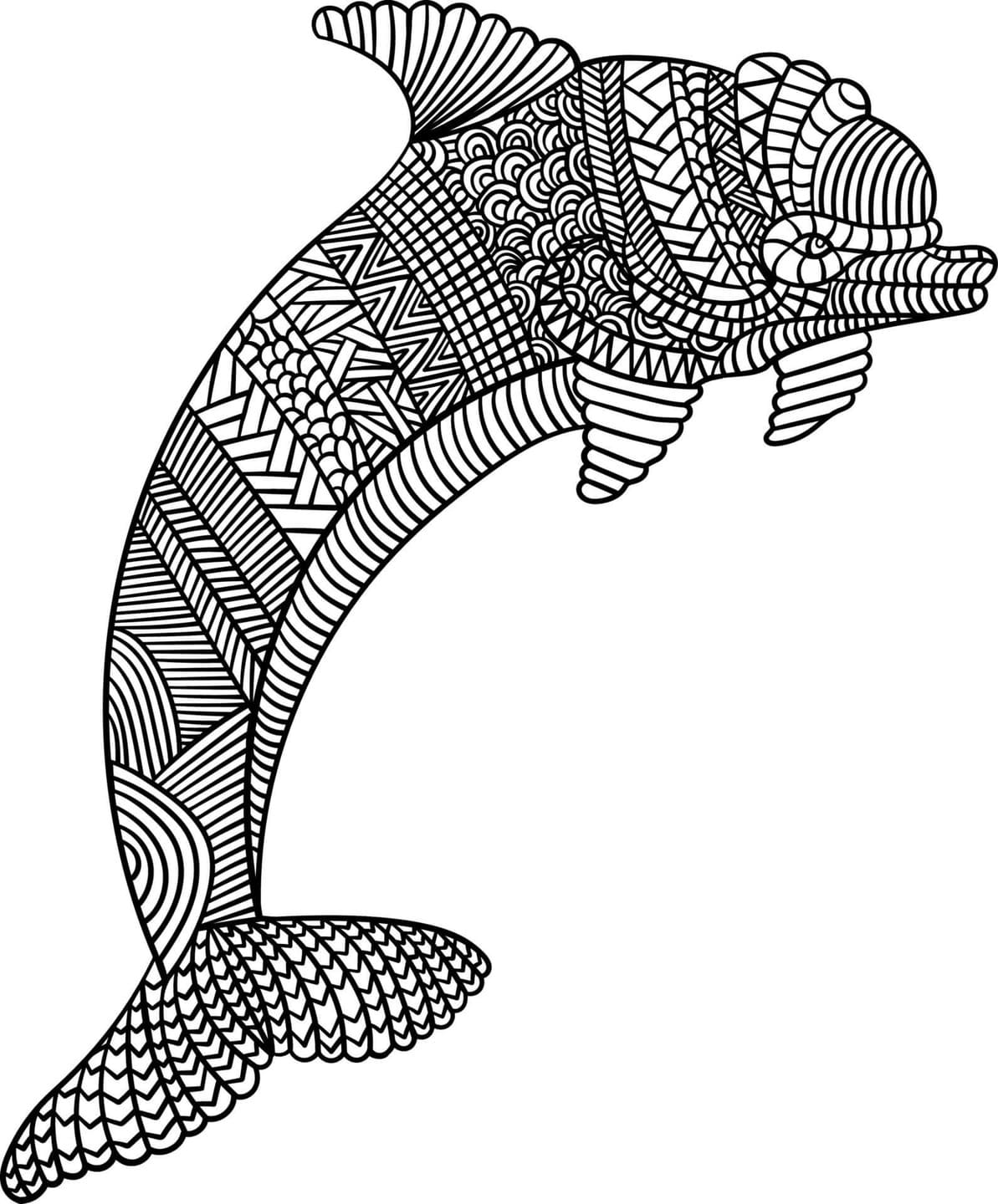 Coloriage Dessiner Mandala Dauphin pour enfant