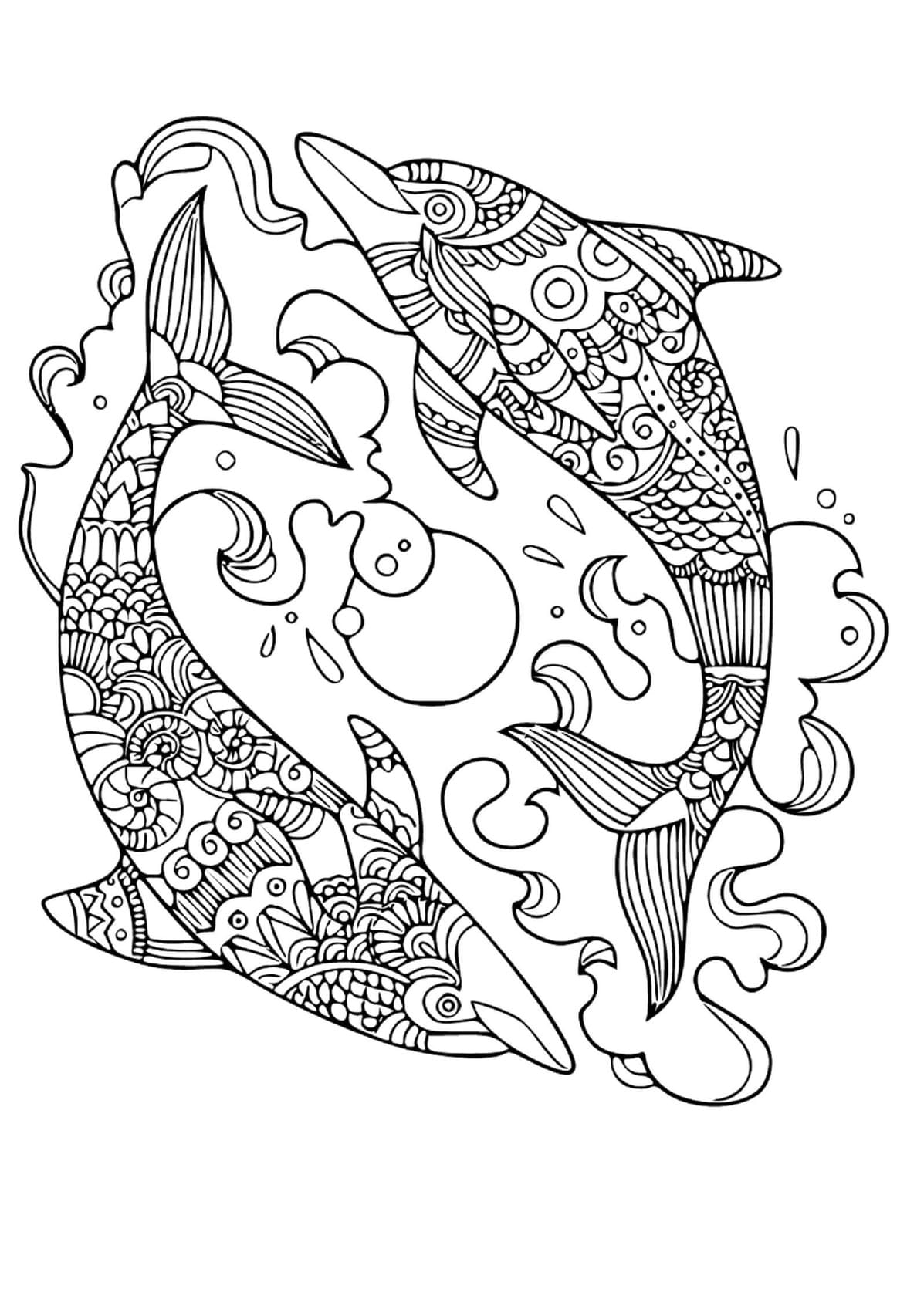 Coloriage Dessiner Mandala Dauphin très basique