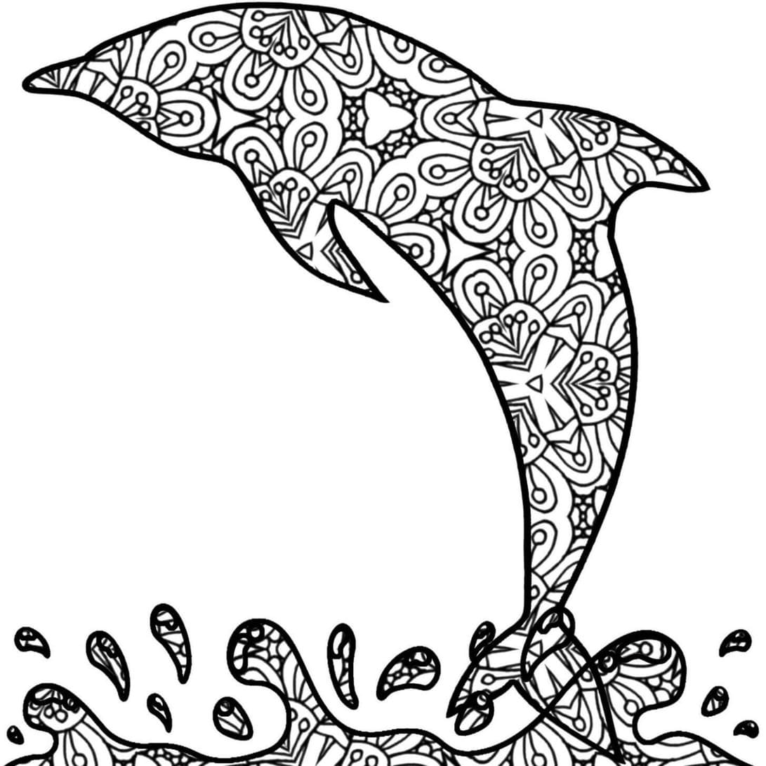 Coloriage Dessiner Mandala Dauphin très facile