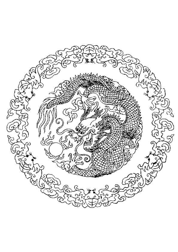 Coloriage Dessiner Mandala Dragon 2