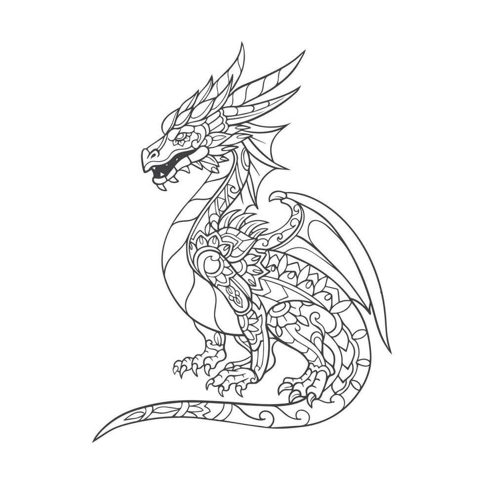 Coloriage Dessiner Mandala Dragon 3