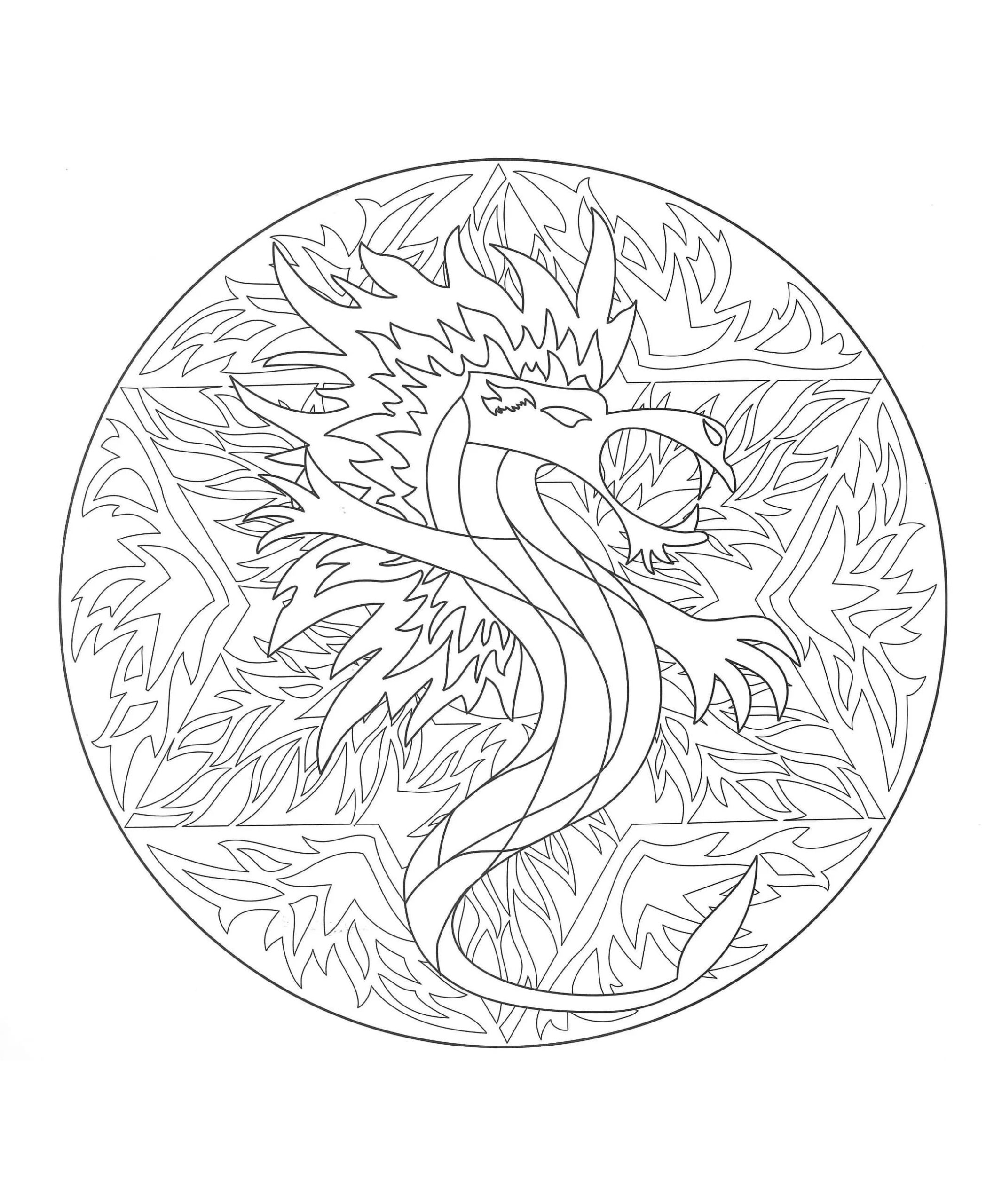 Coloriage Dessiner Mandala Dragon 5