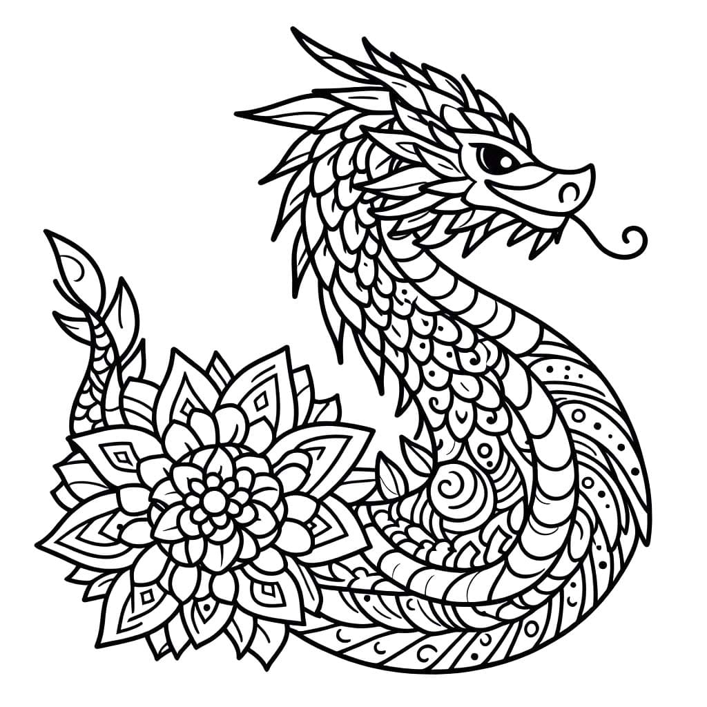 Coloriage Dessiner Mandala Dragon chez enfant