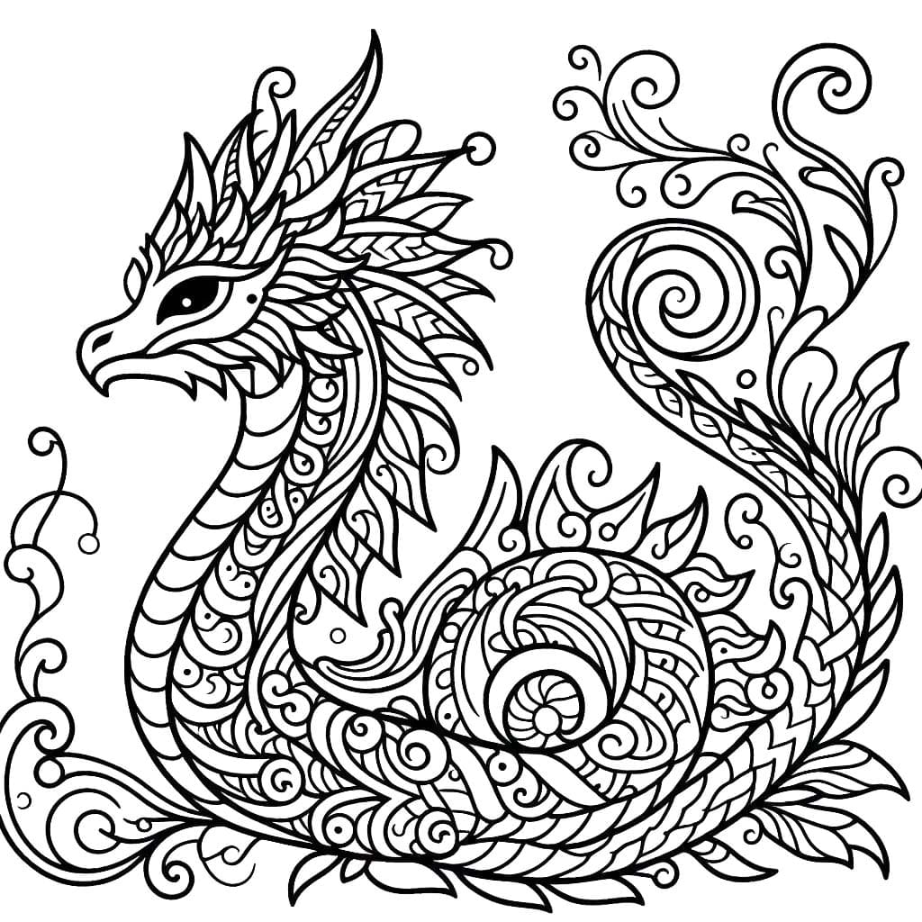 Coloriage Dessiner Mandala Dragon chez enfants