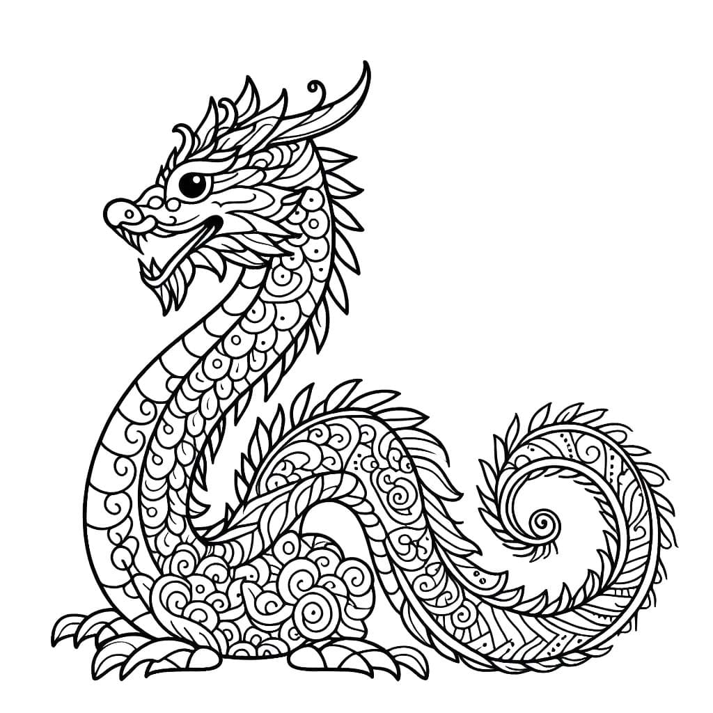Coloriage Dessiner Mandala Dragon imprimable pour les enfants