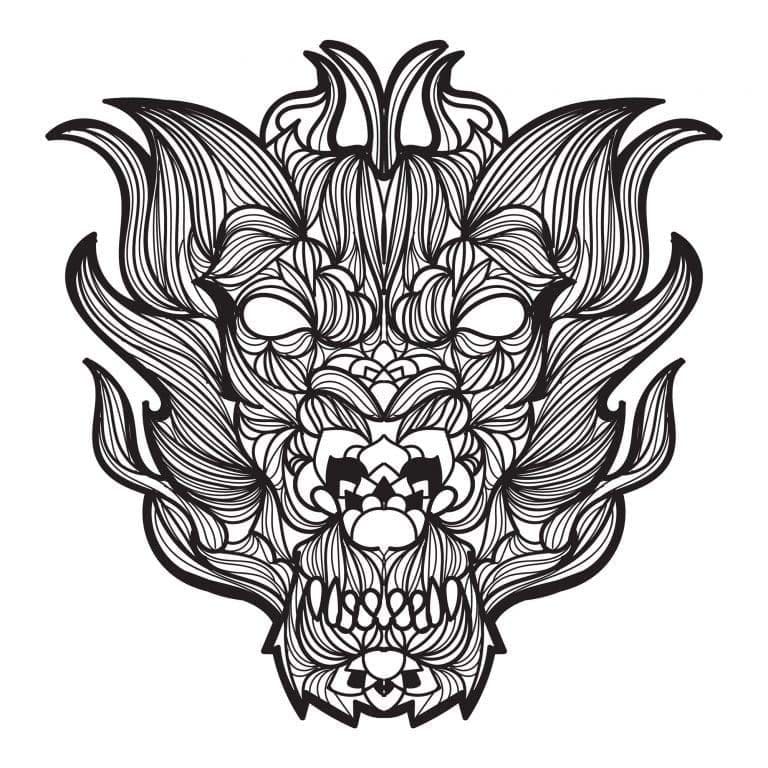 Coloriage Dessiner Mandala Dragon pour les enfants