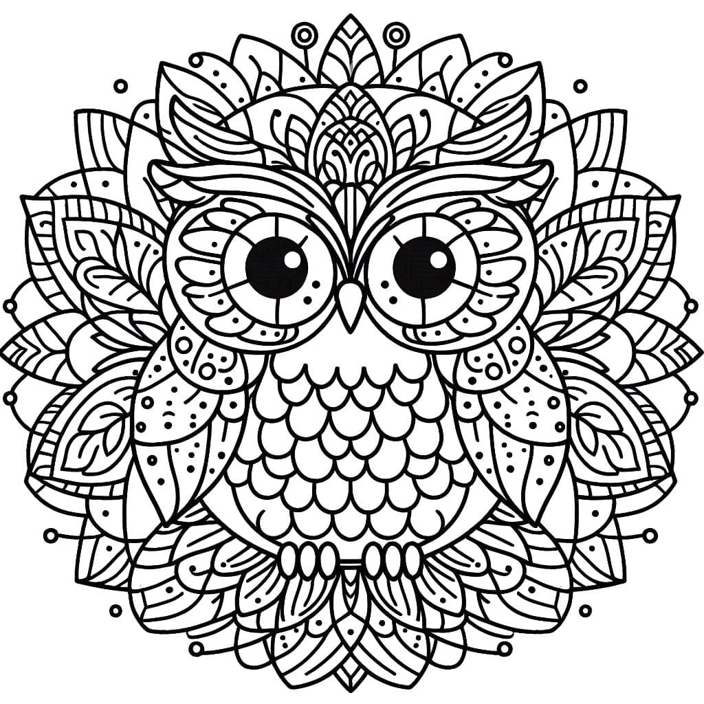 Coloriage Dessiner Mandala Hibou basique