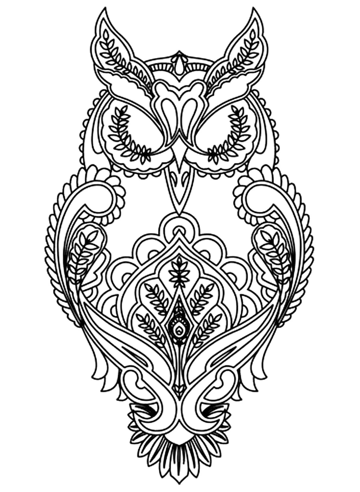 Coloriage Dessiner Mandala Hibou chez les enfants