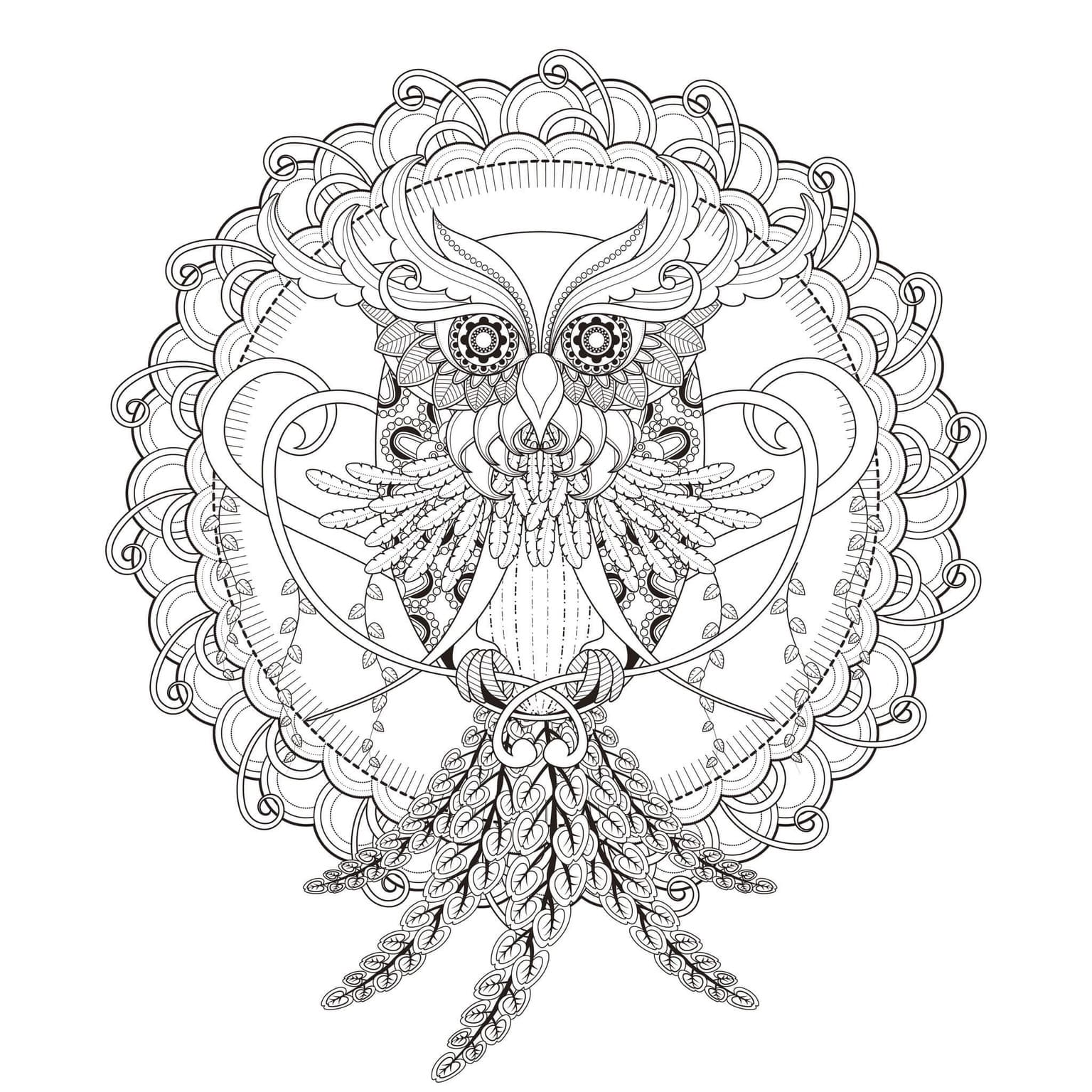 Coloriage Dessiner Mandala Hibou facile