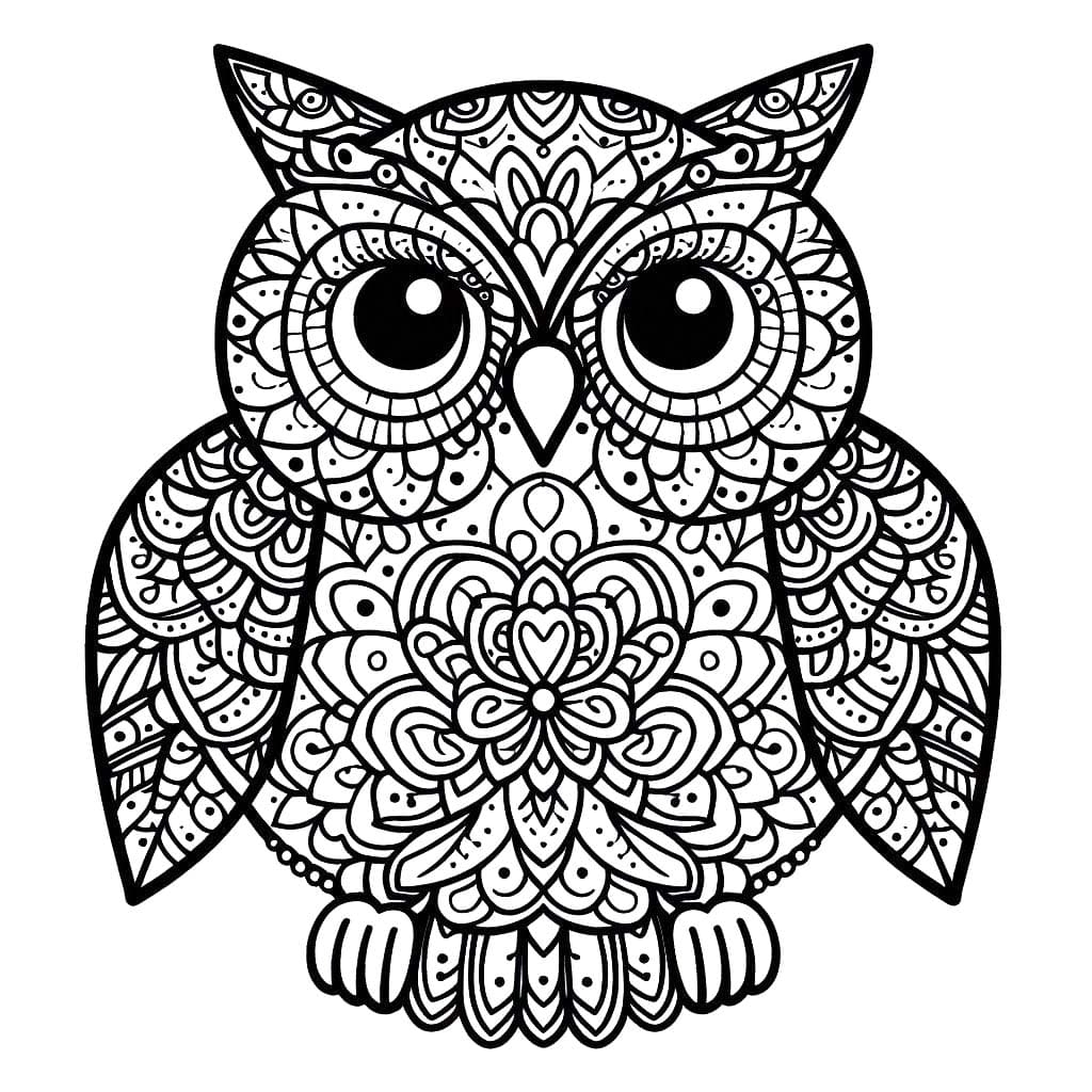 Coloriage Dessiner Mandala Hibou gratuite