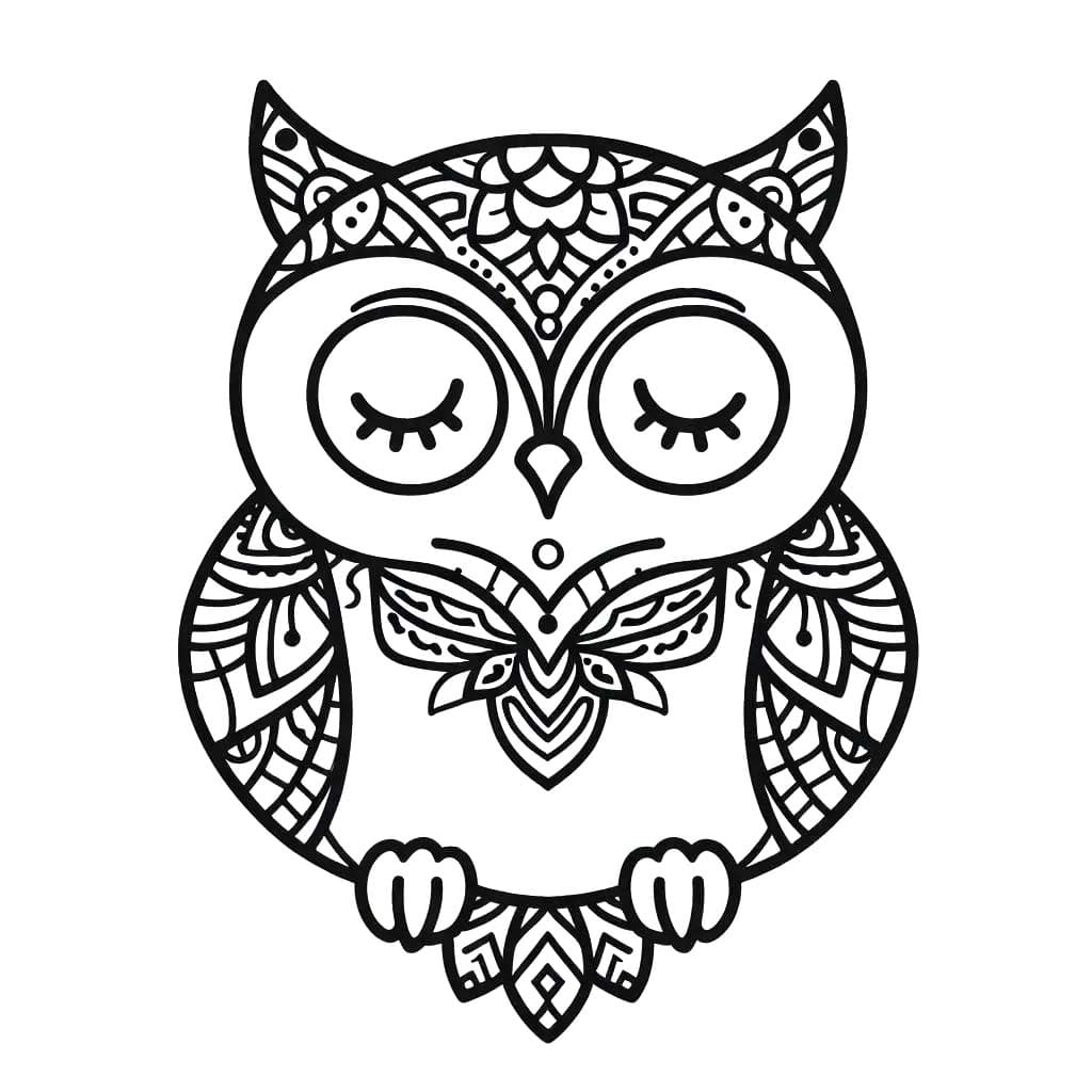 Coloriage Dessiner Mandala Hibou imprimable
