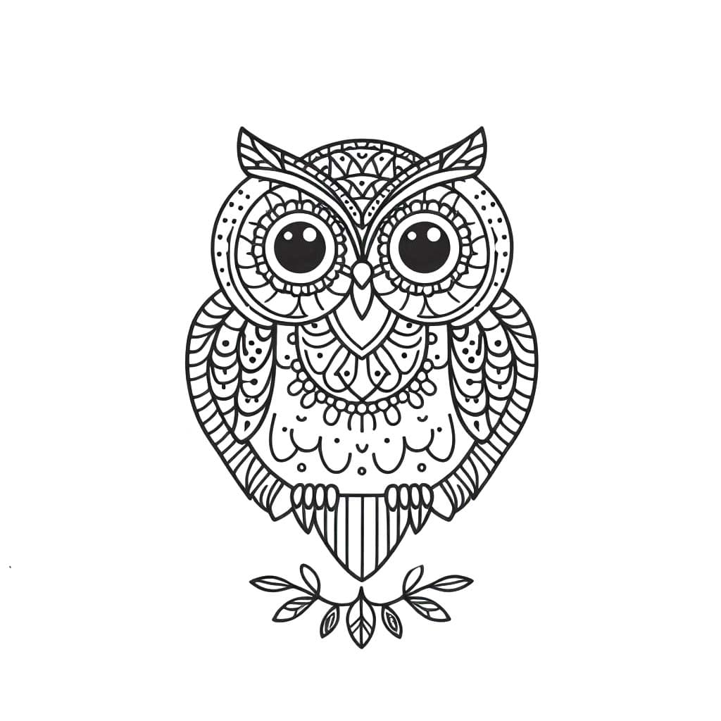 Coloriage Dessiner Mandala Hibou imprimable gratuite