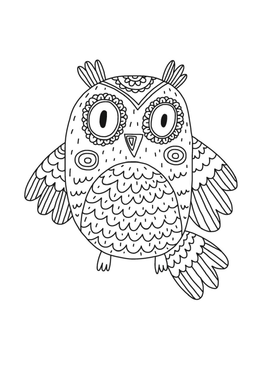 Coloriage Dessiner Mandala Hibou pour enfants