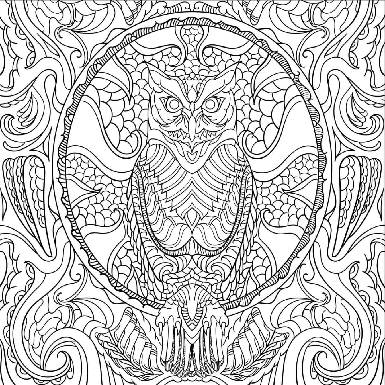 Coloriage Mandala Hibou à imprimer