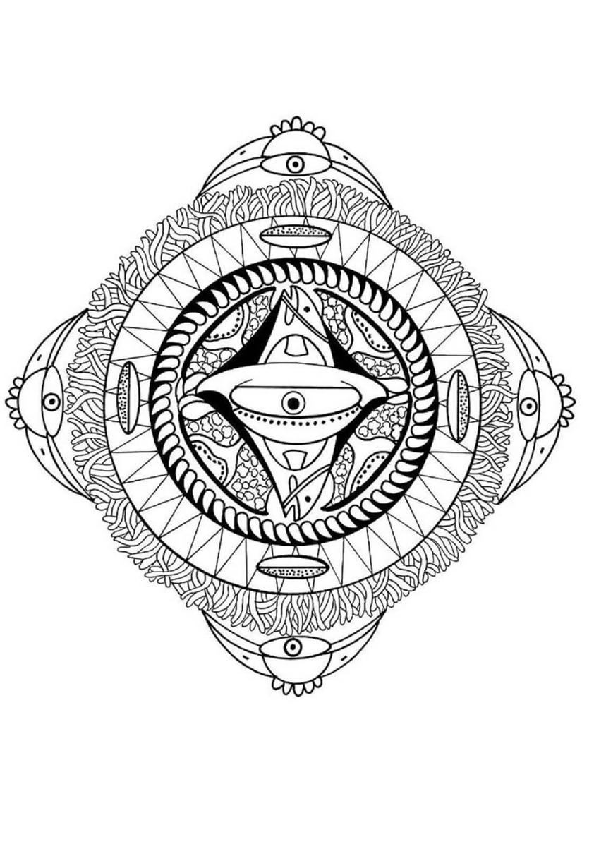 Coloriage Dessiner Mandala Oiseau basique