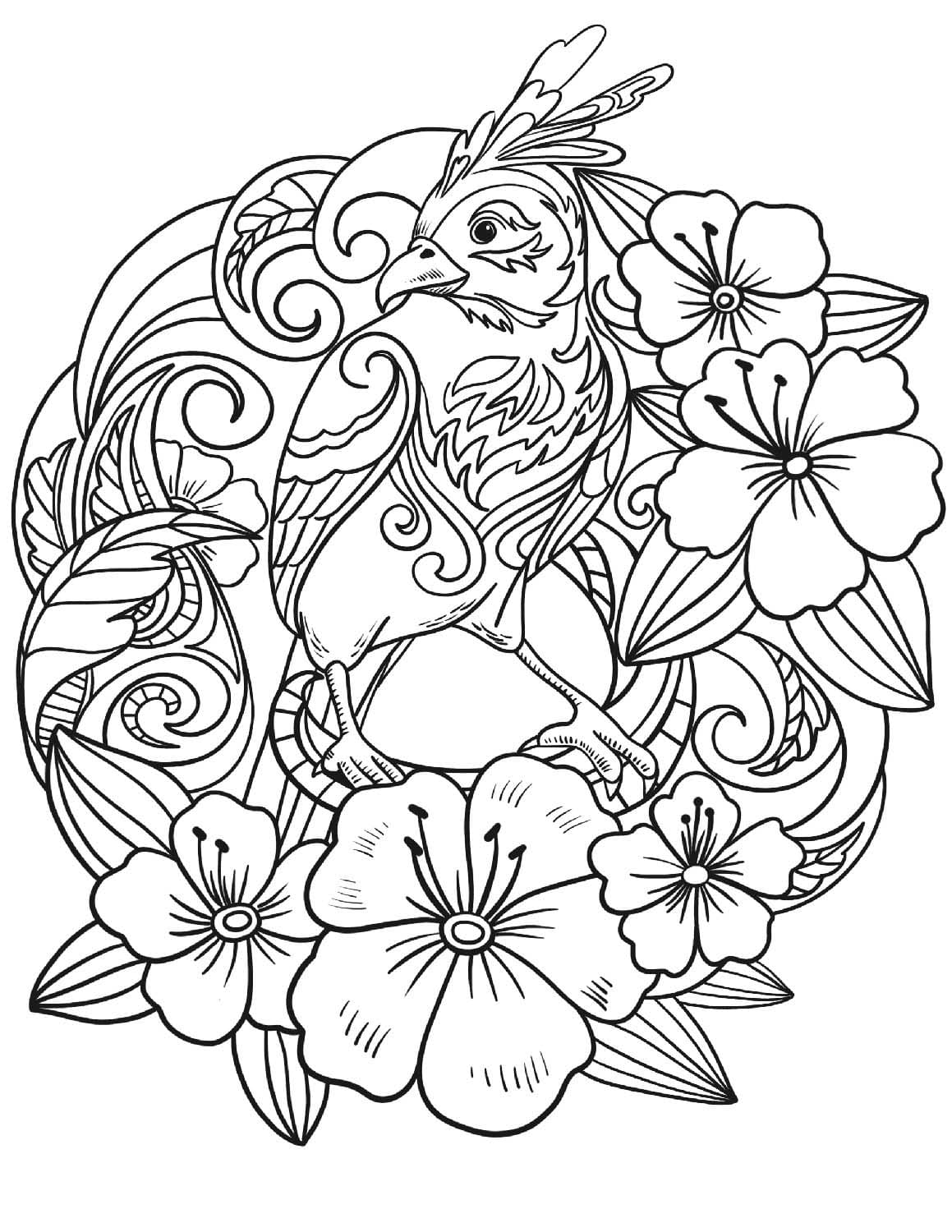 Coloriage Dessiner Mandala Oiseau chez les enfants