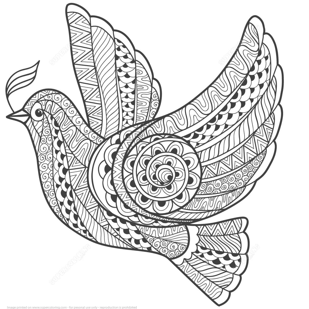 Coloriage Dessiner Mandala Oiseau facile chez les enfants
