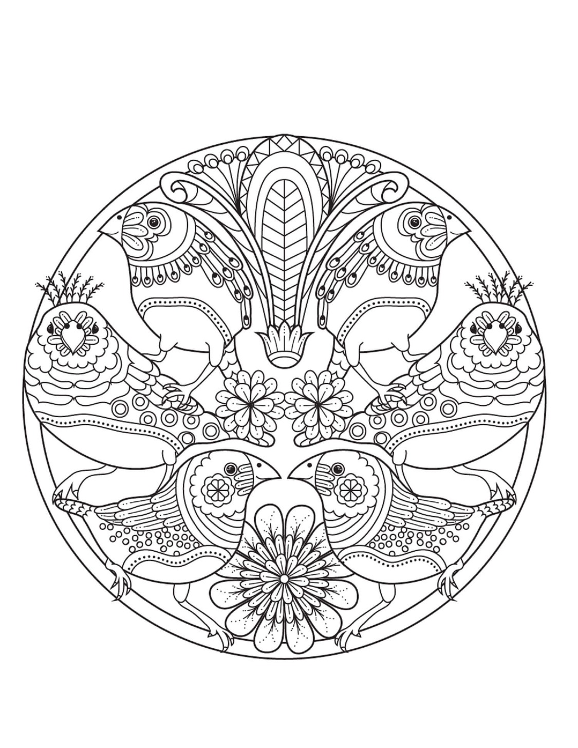 Coloriage Dessiner Mandala Oiseau pour enfants