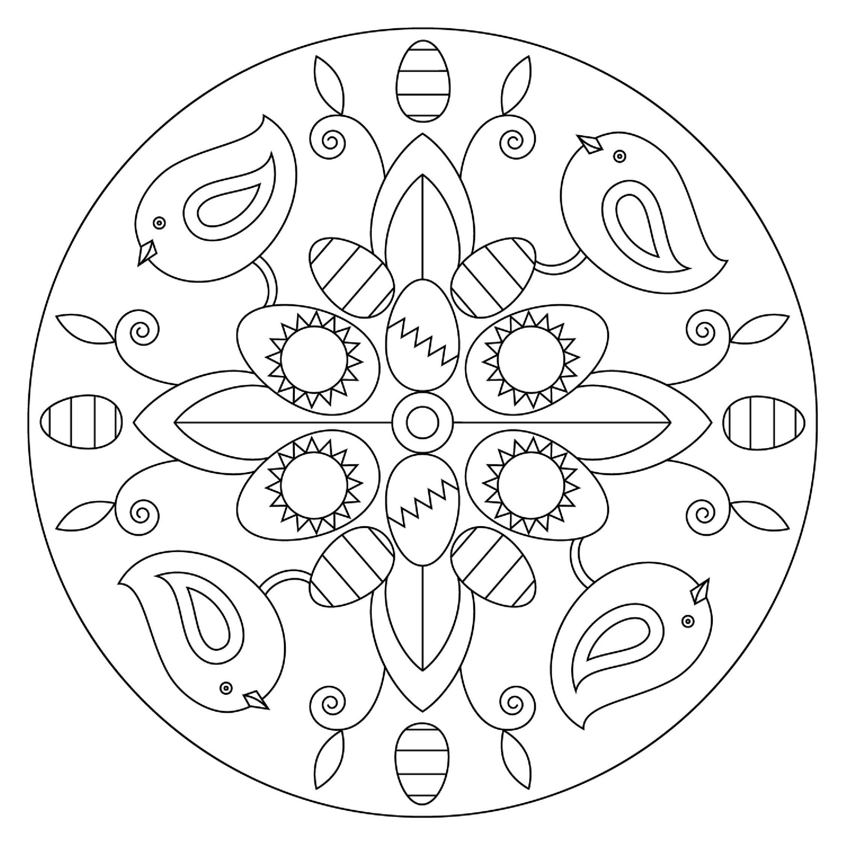 Coloriage Dessiner Mandala Oiseau simple
