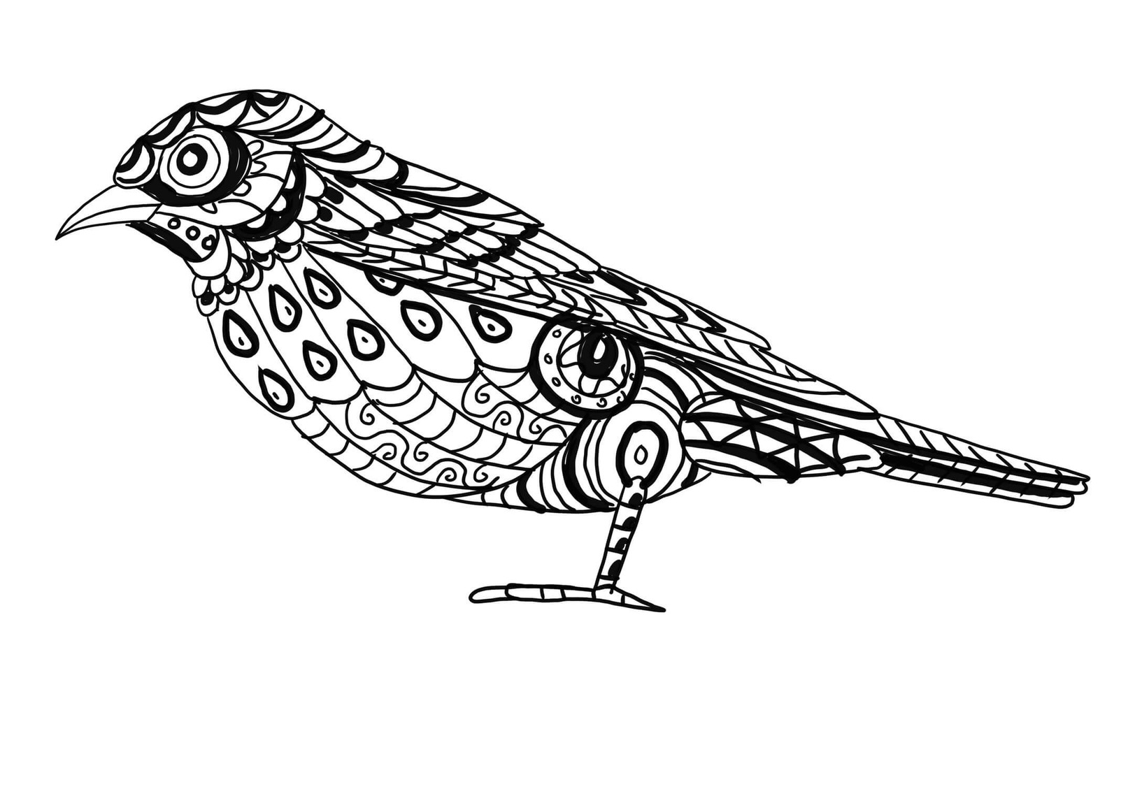 Coloriage Dessiner Mandala Oiseau très basique