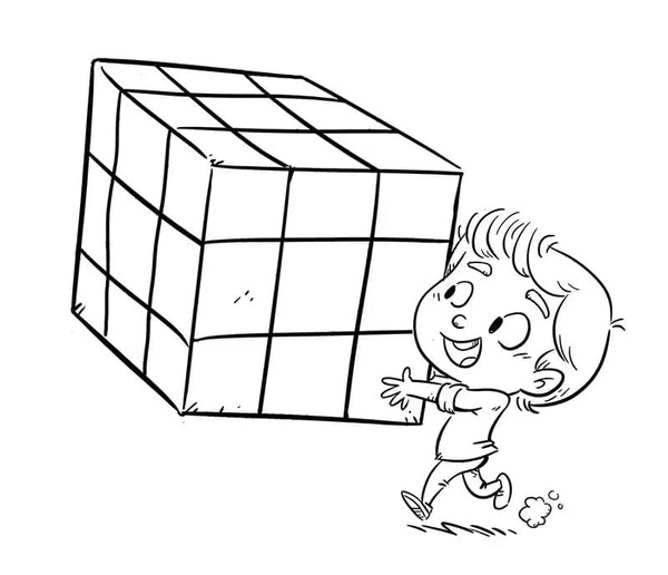 Coloriage Dessiner Rubik simple chez les enfants