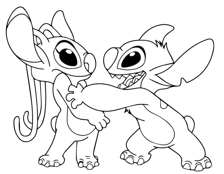 Coloriage Dessiner Stitch et Angel gratuite