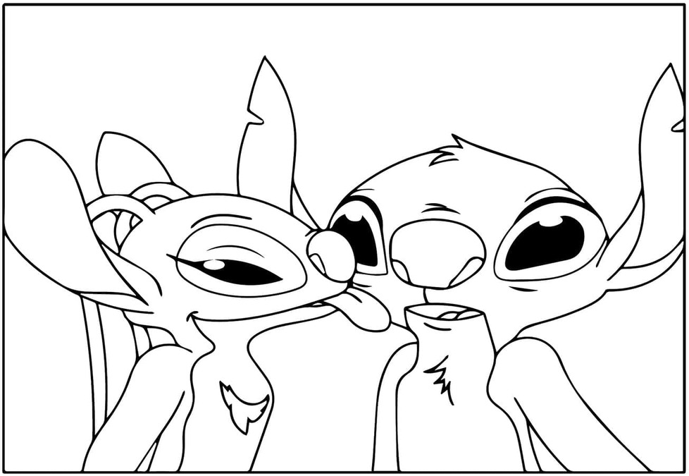 Coloriage Dessiner Stitch et Angel imprimable