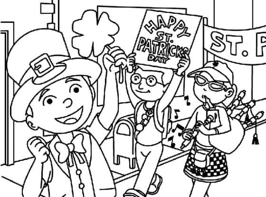 Coloriage Fête de la Saint Patrick chez les enfants