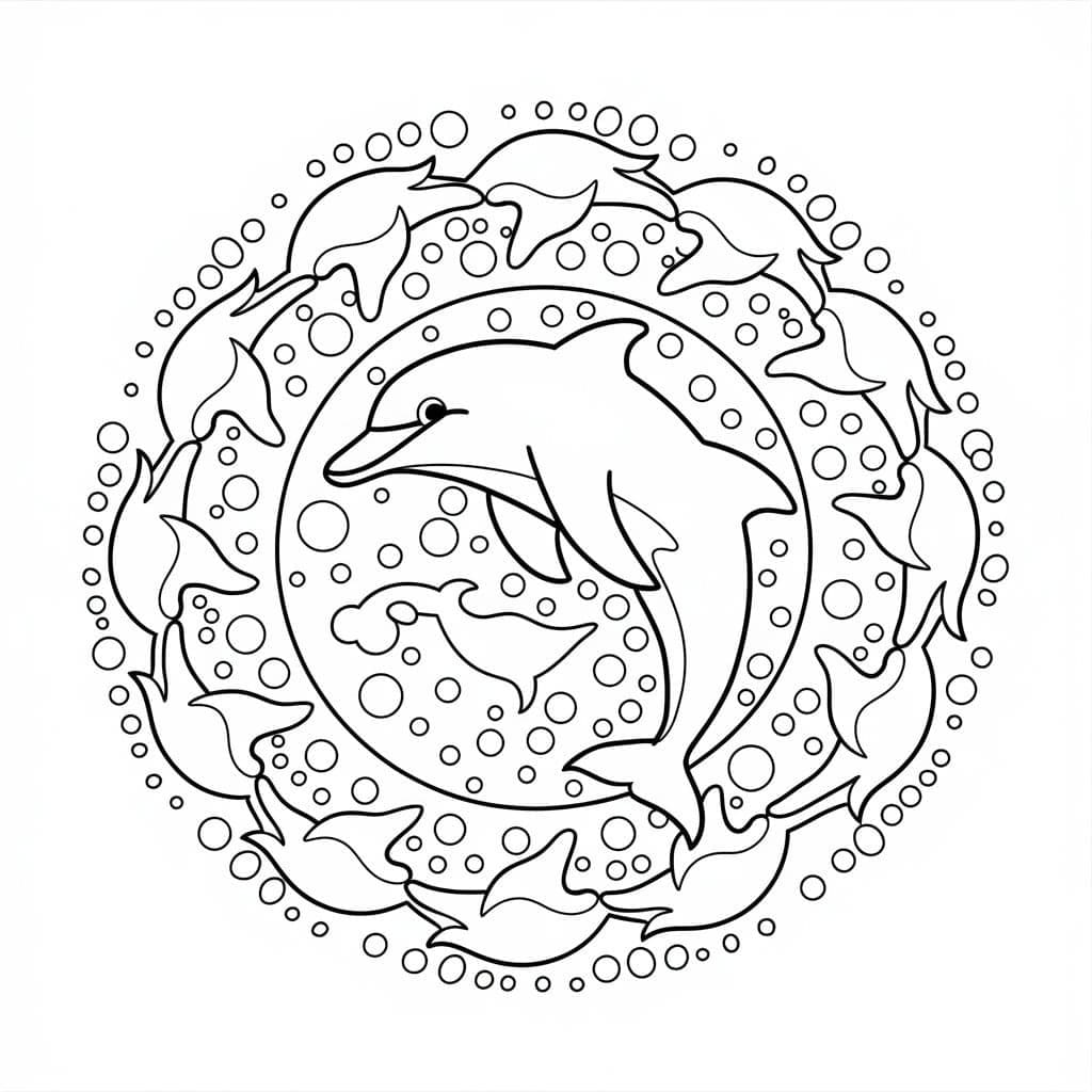 Coloriage Image de Mandala Dauphin
