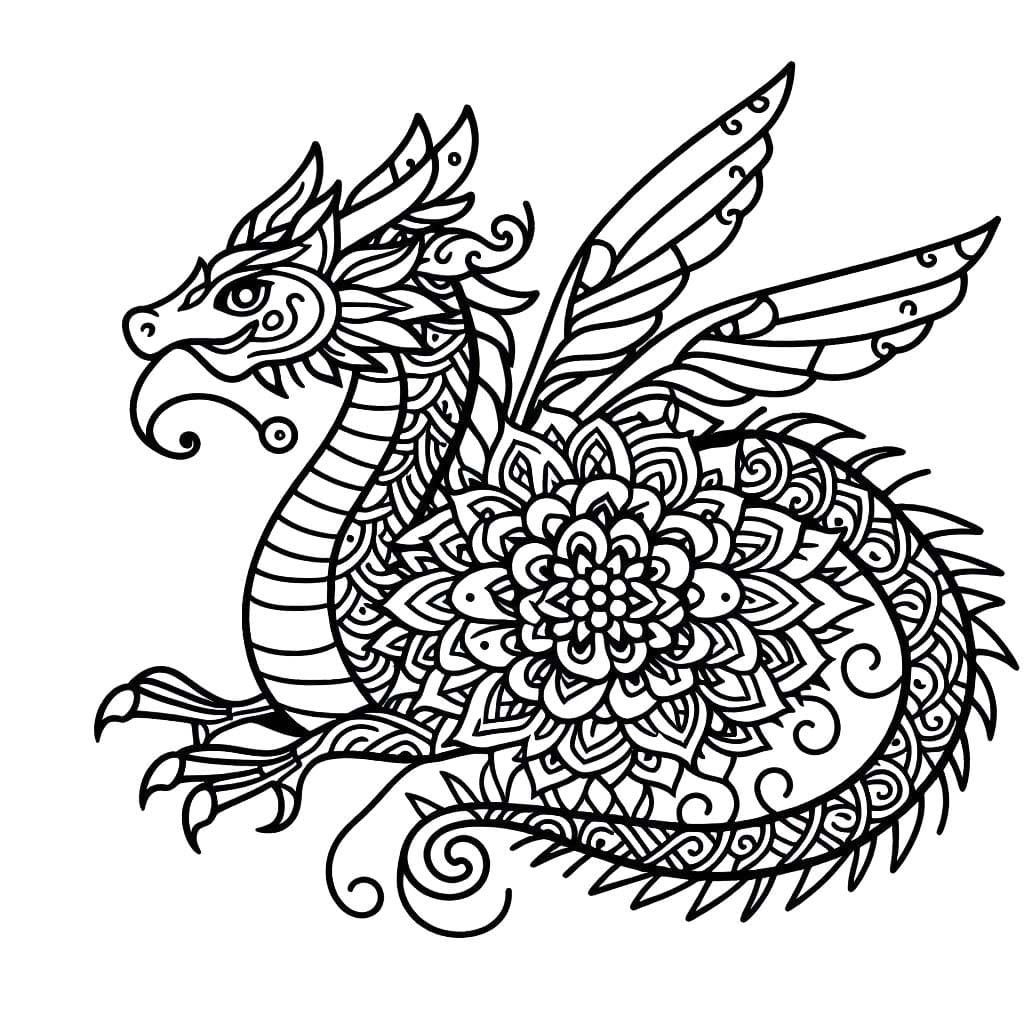 Coloriage Image de Mandala Dragon