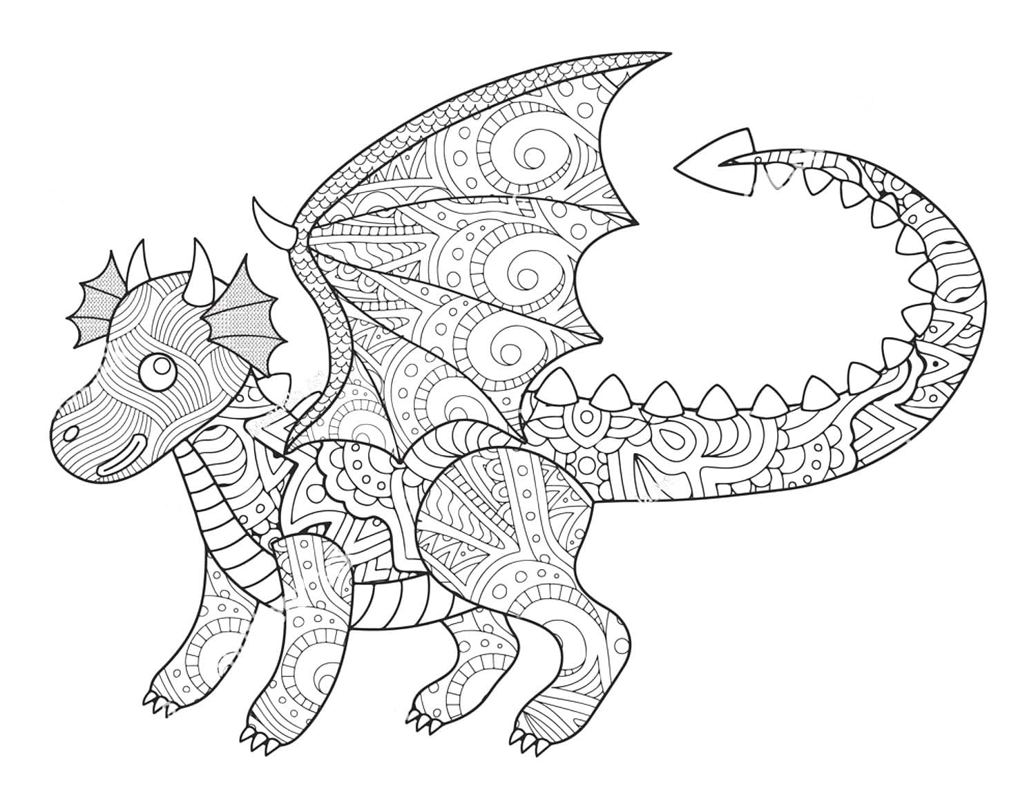 Coloriage Image de Mandala Dragon gratuite
