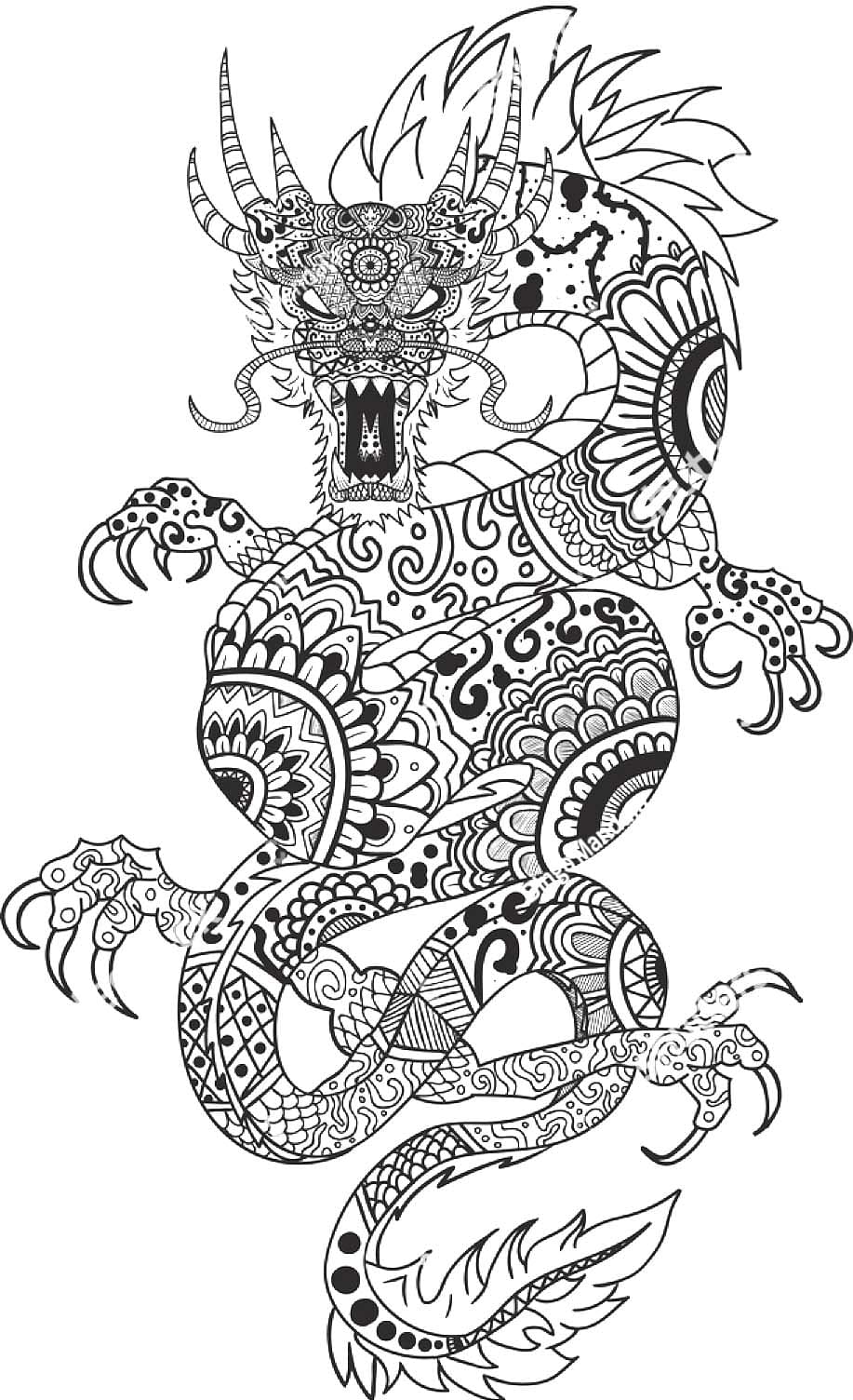 Coloriage Image de Mandala Dragon imprimable