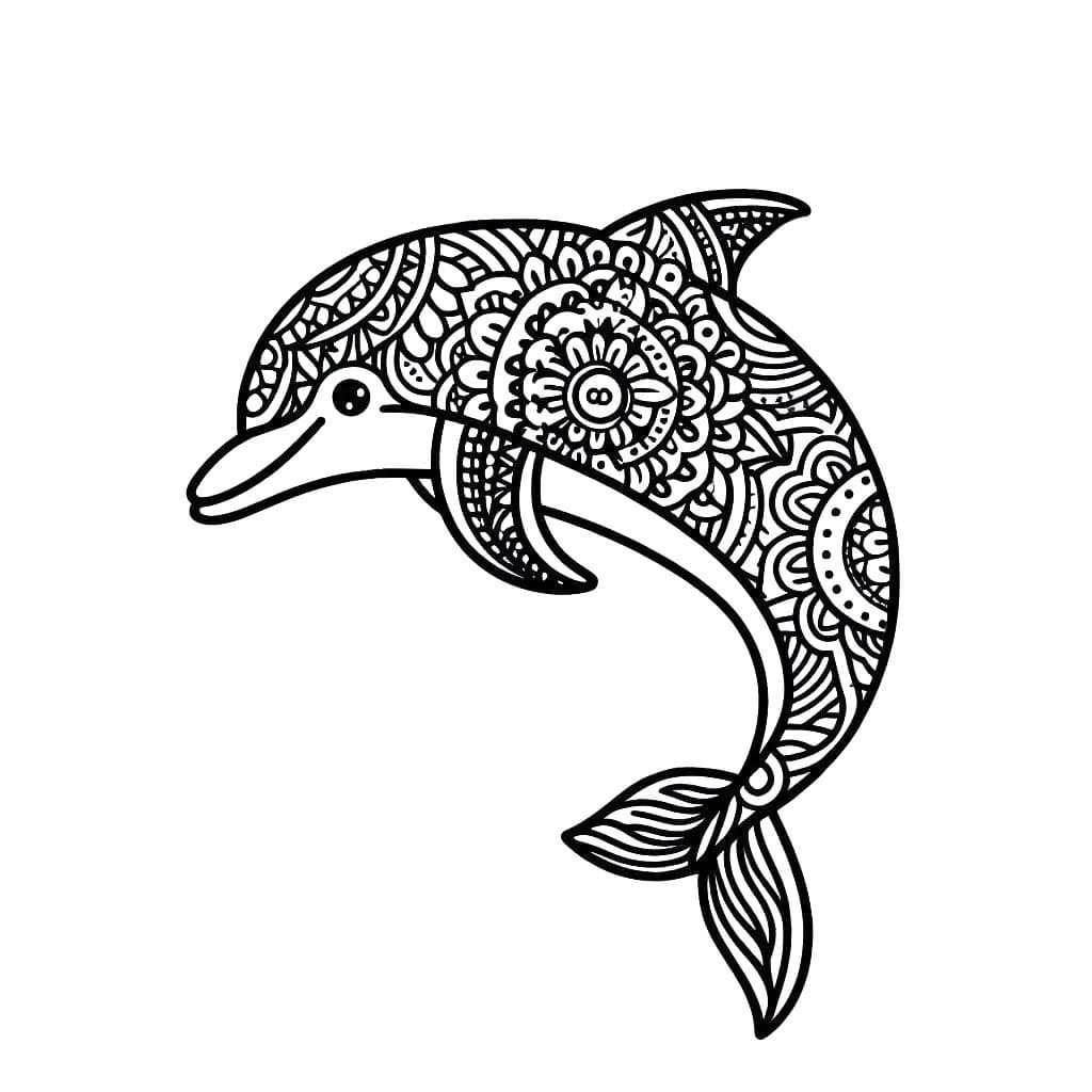 Coloriage Mandala Dauphin 1