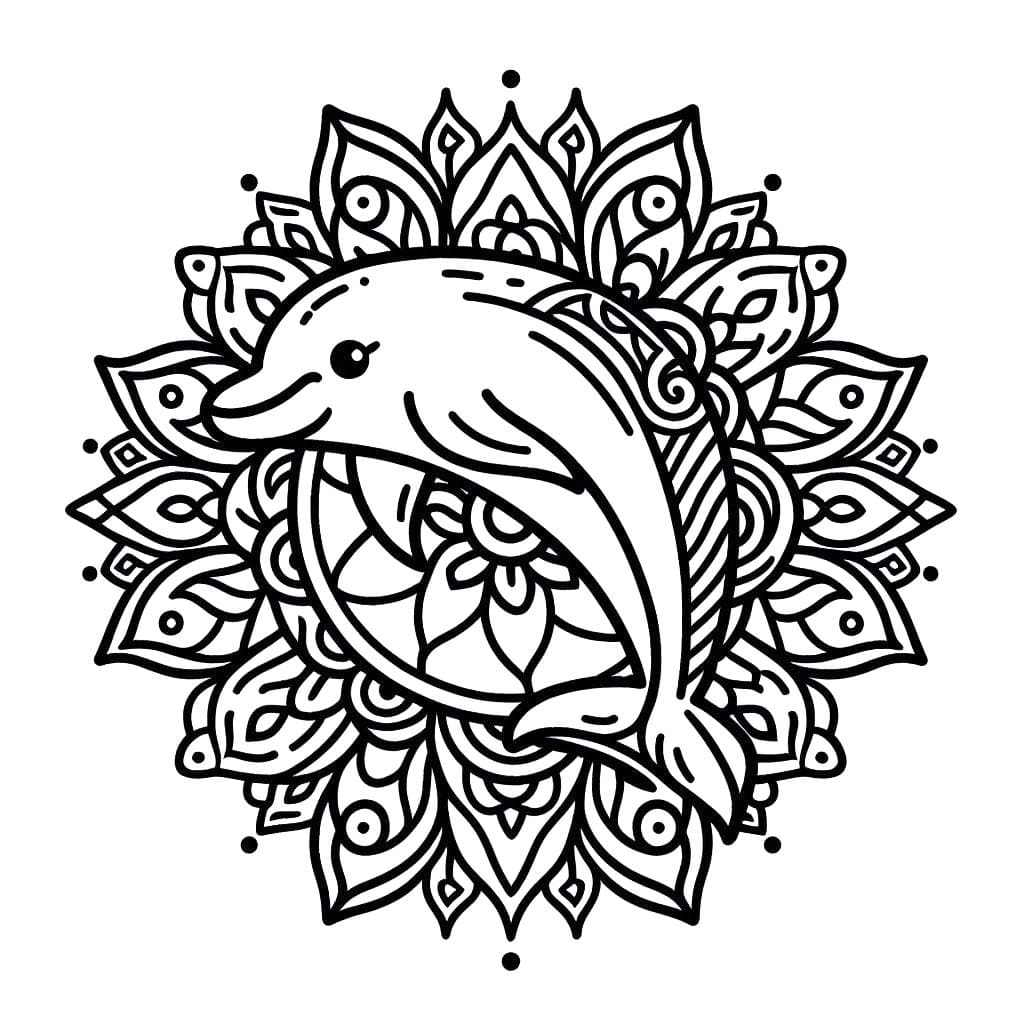 Coloriage Mandala Dauphin 2