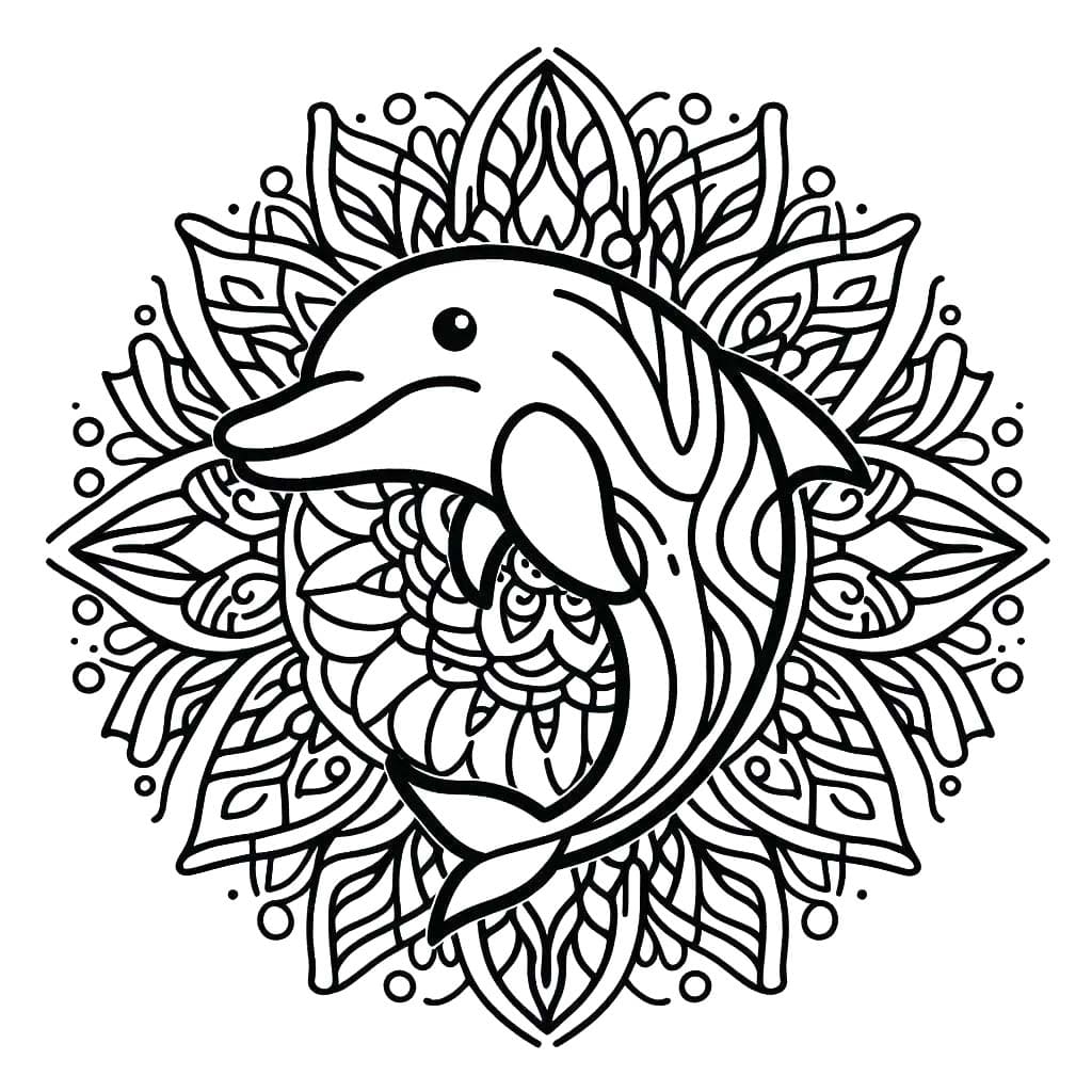 Coloriage Mandala Dauphin 3
