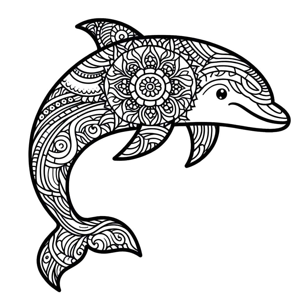 Coloriage Mandala Dauphin 4