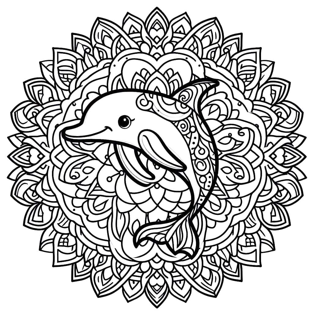 Coloriage Mandala Dauphin 6