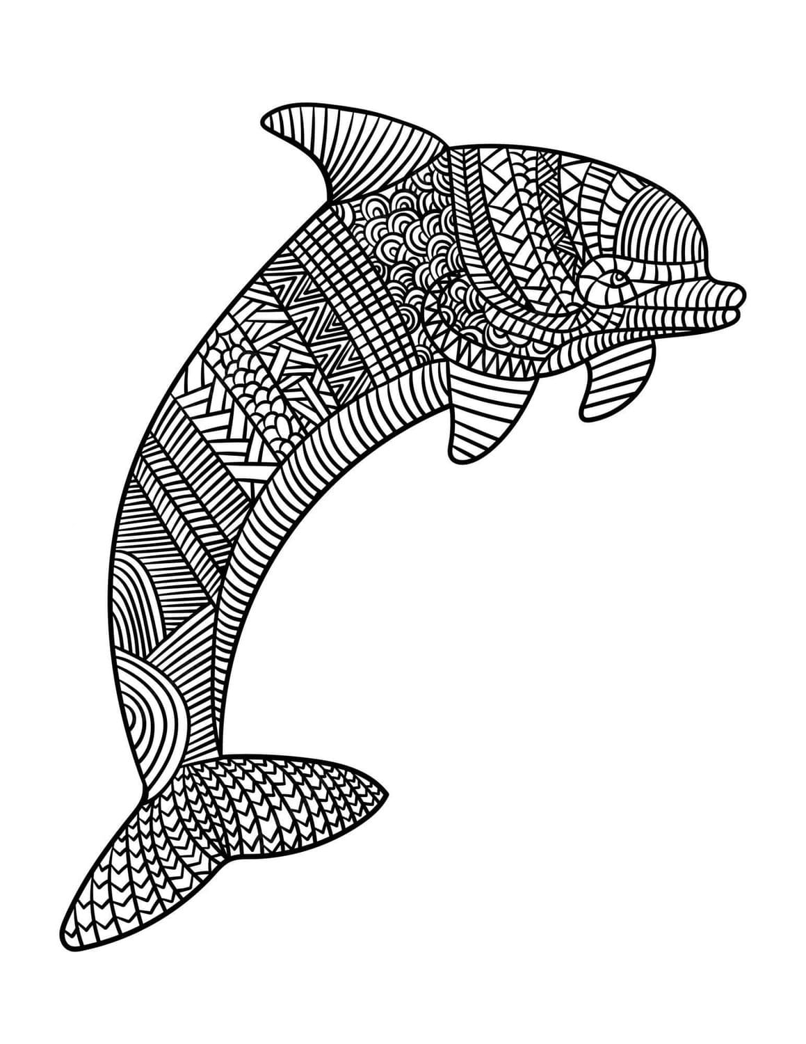 Coloriage Mandala Dauphin basique chez les enfants