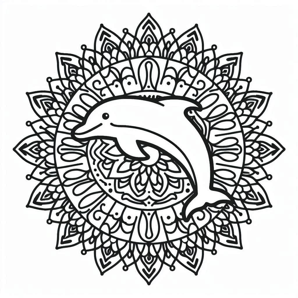 Coloriage Mandala Dauphin basique