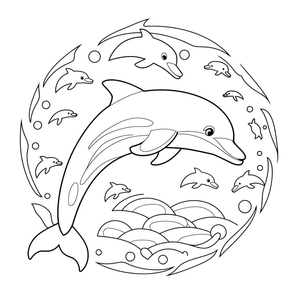 Coloriage Mandala Dauphin chez enfant