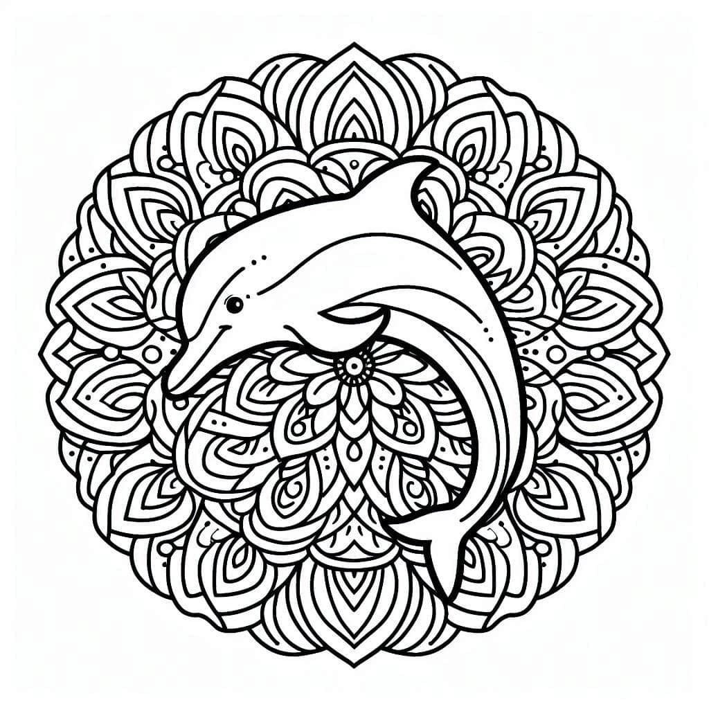 Coloriage Mandala Dauphin chez enfants