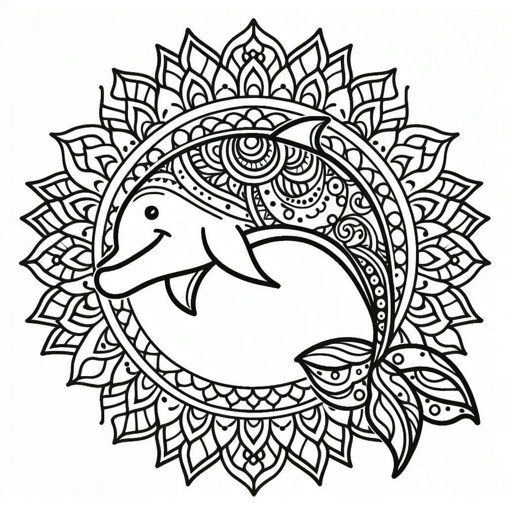 Coloriage Mandala Dauphin chez les enfants