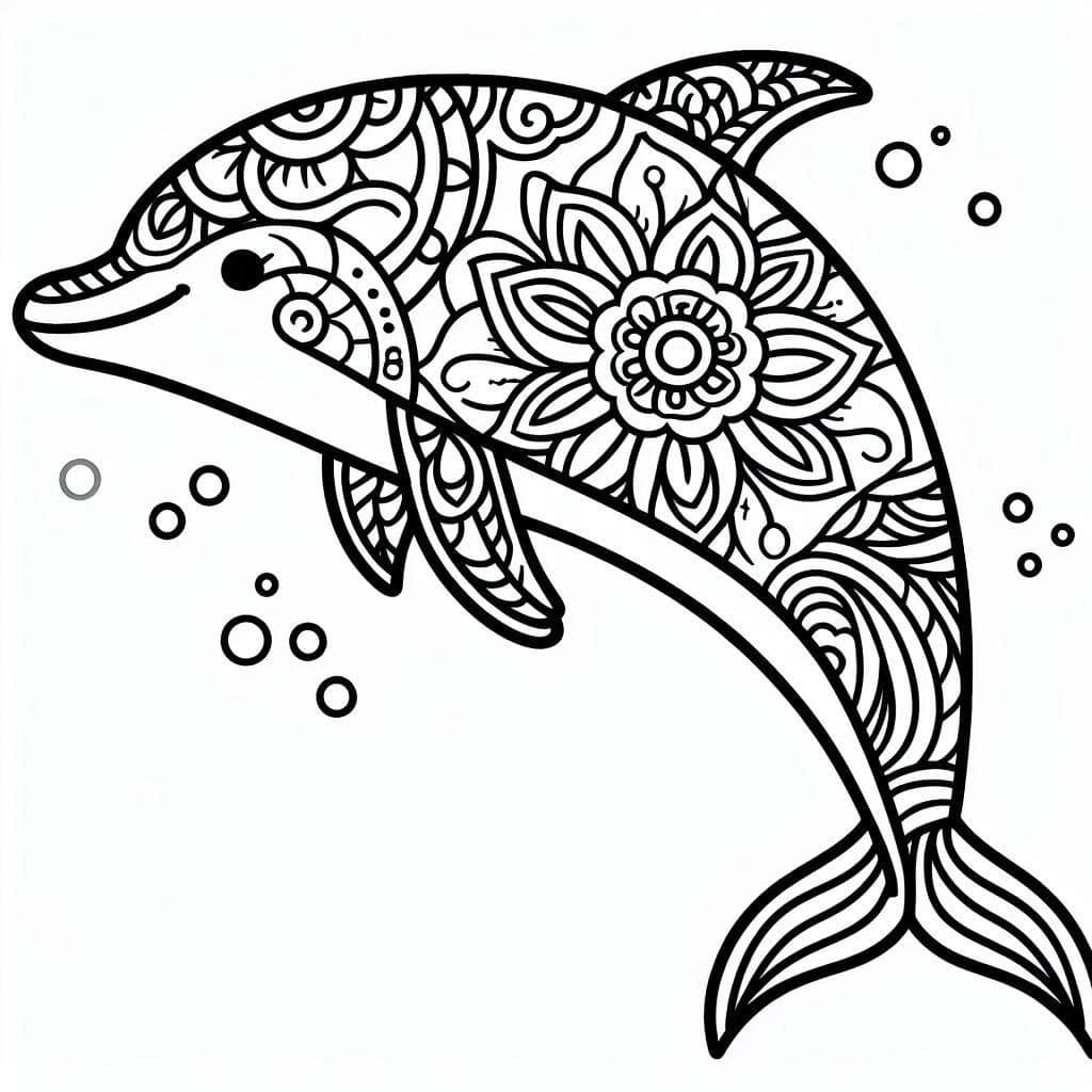 Coloriage Mandala Dauphin à imprimer
