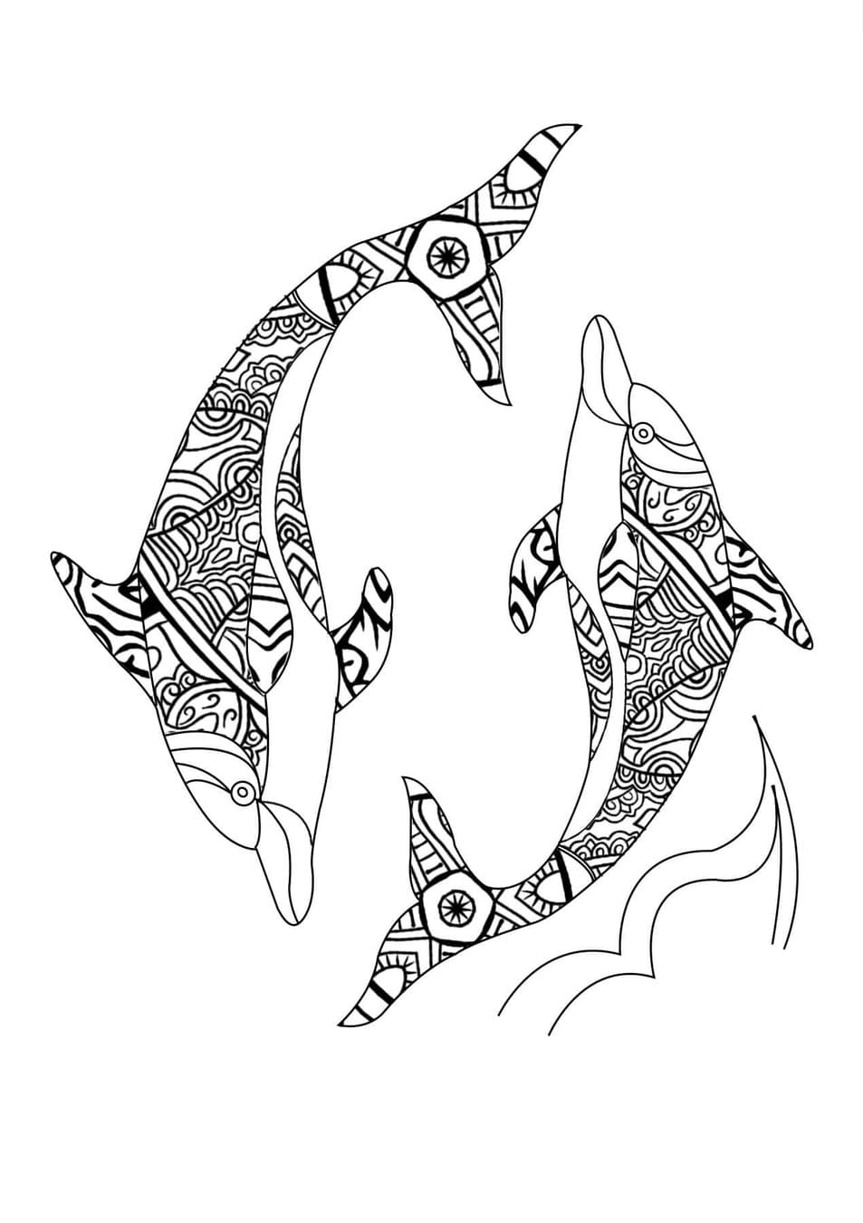 Coloriage Mandala Dauphin imprimable
