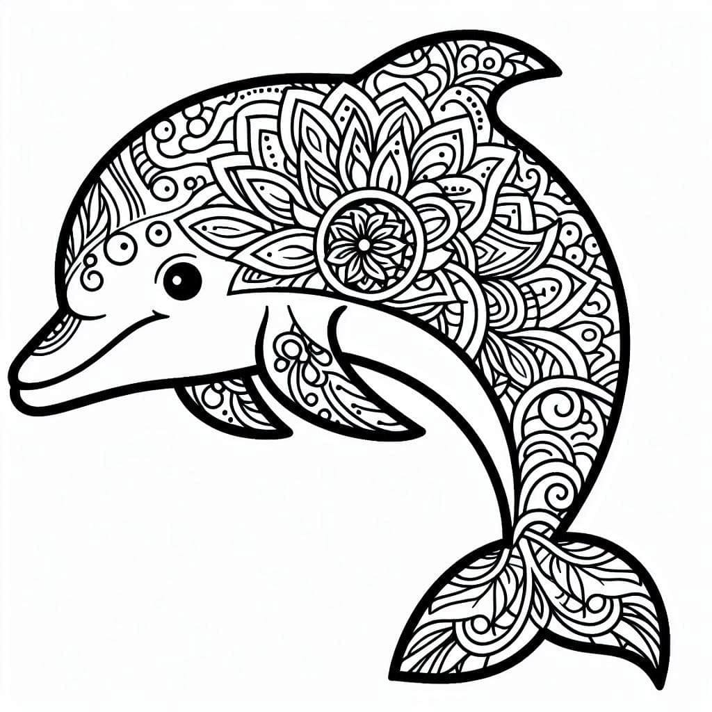 Coloriage Mandala Dauphin imprimable gratuite