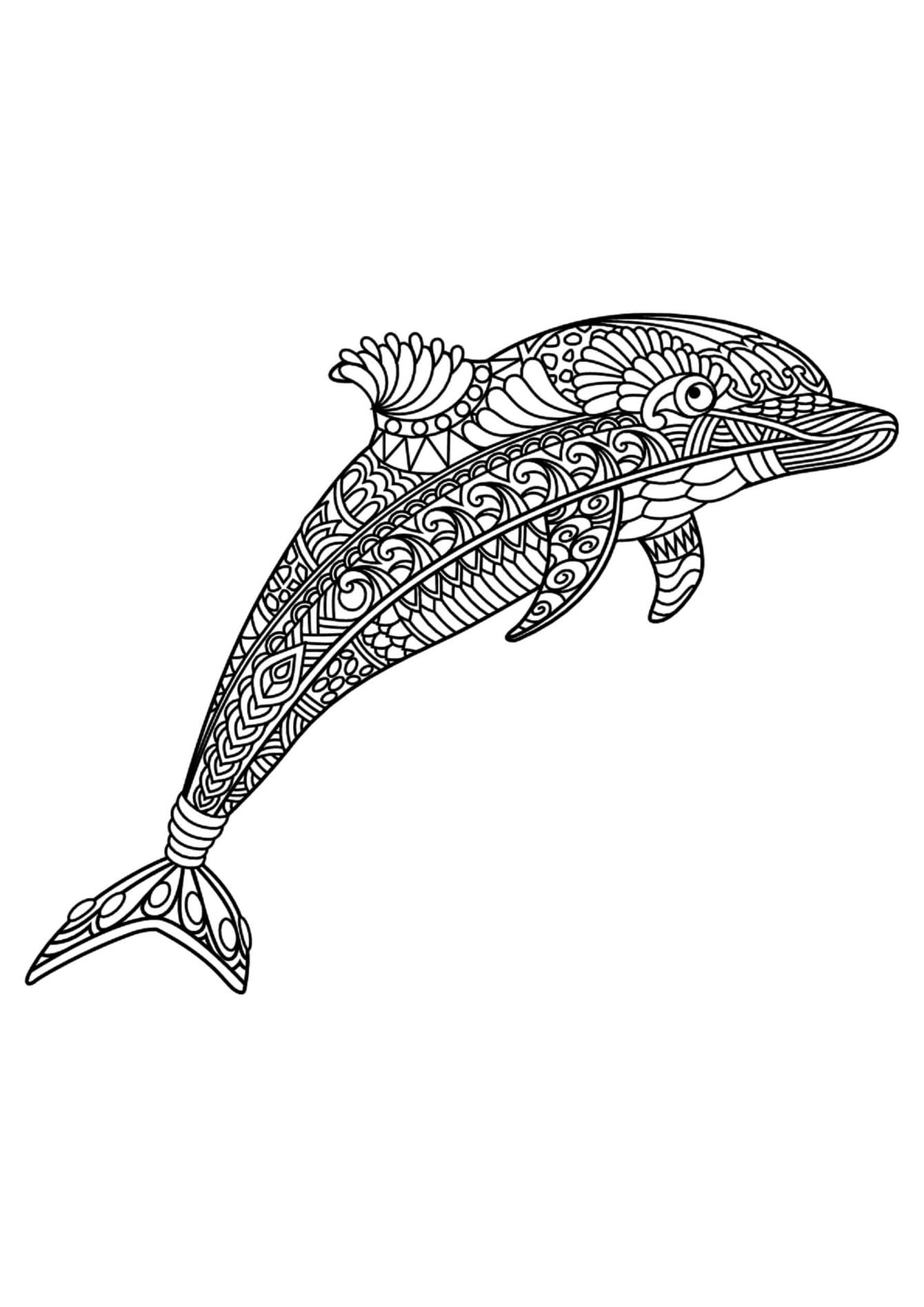 Coloriage Mandala Dauphin pour enfants