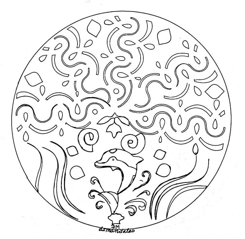 Coloriage Mandala Dauphin pour les enfants