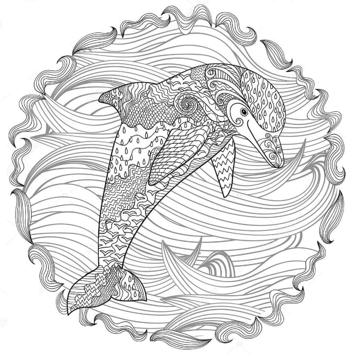 Coloriage Mandala Dauphin très simple