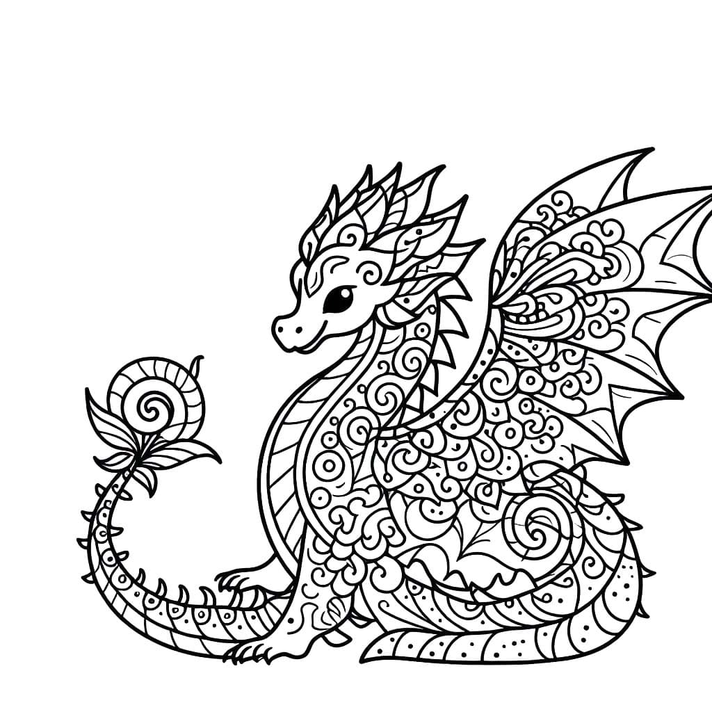 Coloriage Mandala Dragon chez enfant
