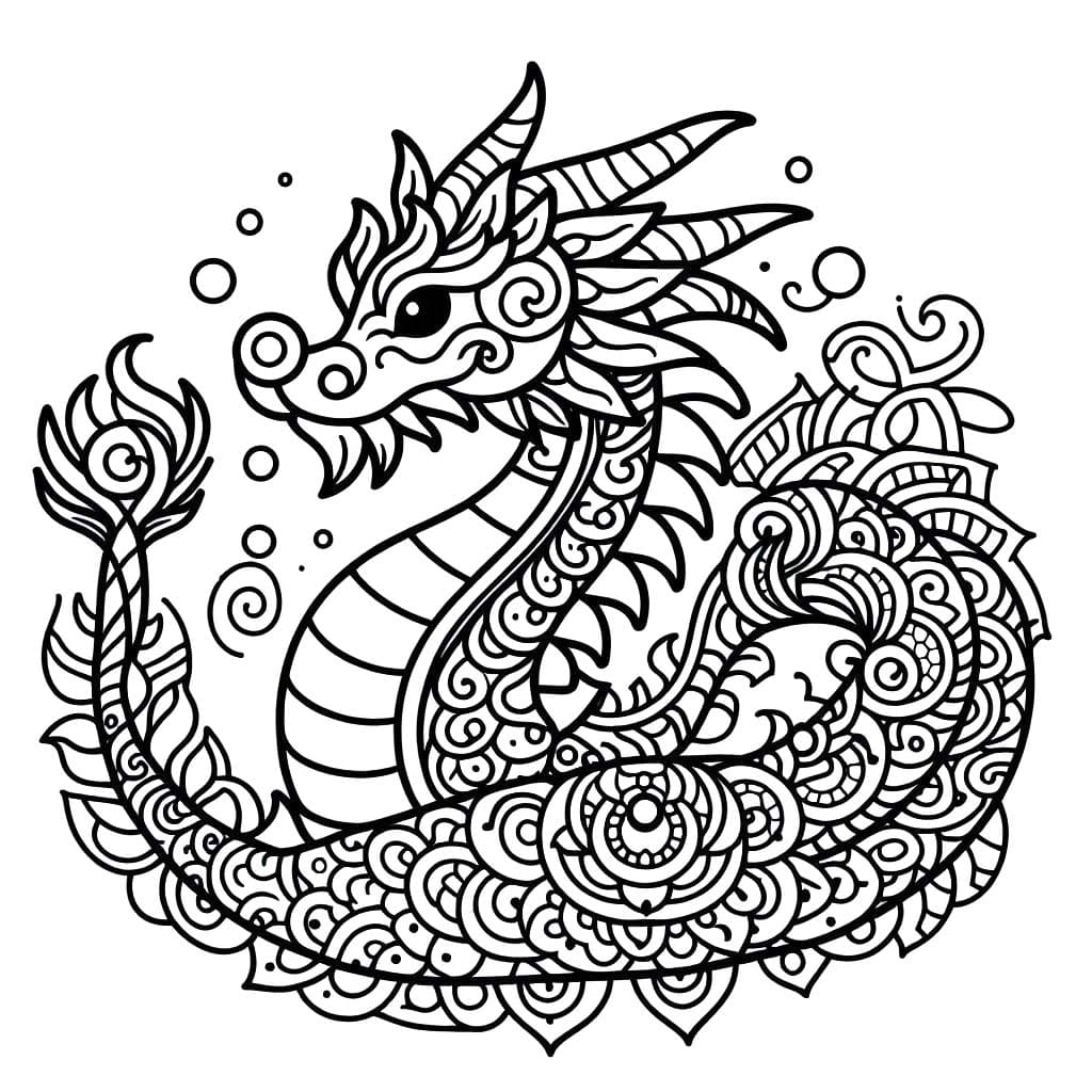 Coloriage Mandala Dragon chez les enfants